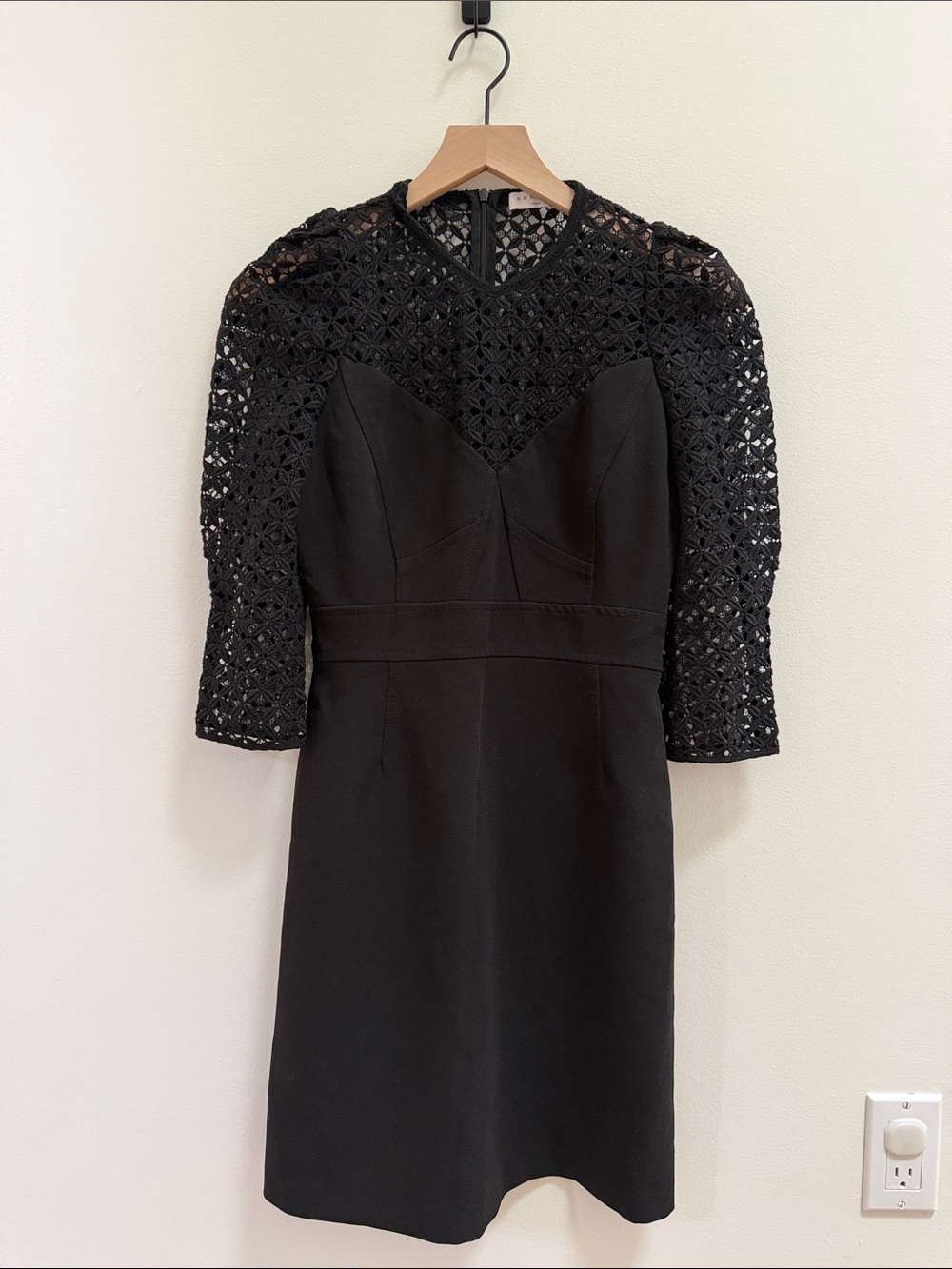 Sandro Black Crochet Sleeve Dress